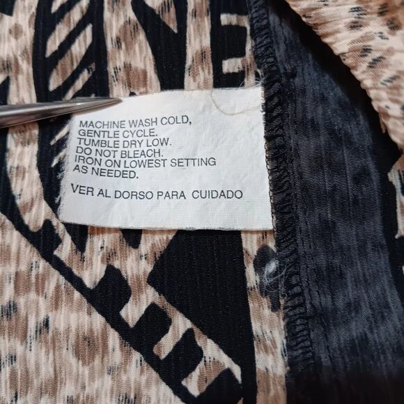 VINTAGE Blouse Top Long Tunic Hong Kong Geo Animal Print No Iron Oversized‎ LG - Picture 8 of 10